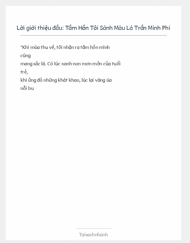 Trích đoạn Tầm Hồn Tôi Sánh Màu Lá Trần Minh Phi