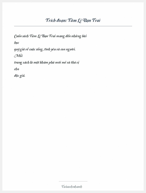 Trích đoạn Tâm Lí Bạn Trai