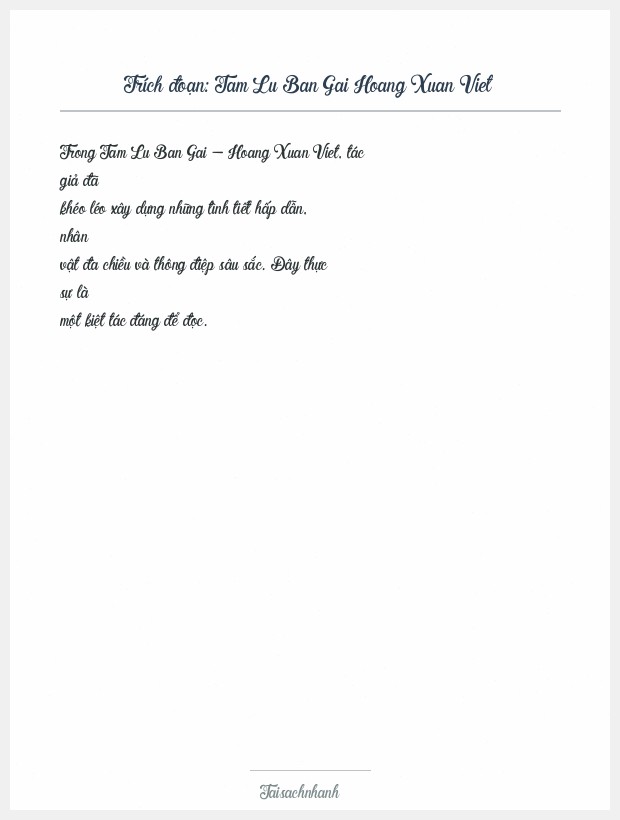 Trích đoạn Tam Lu Ban Gai Hoang Xuan Viet