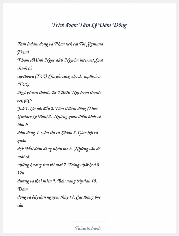 Trích đoạn Tâm Lý Đám Đông