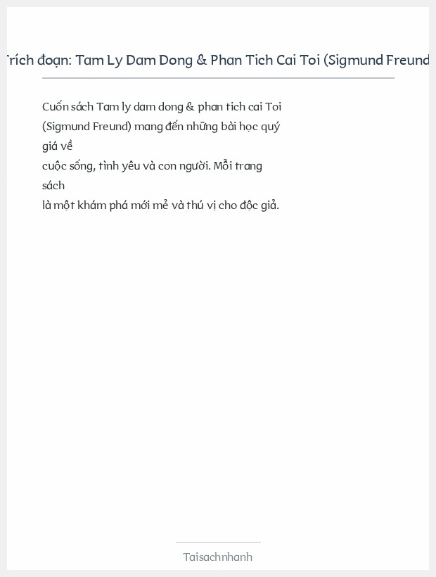 Trích đoạn Tam Ly Dam Dong & Phan Tich Cai Toi (Sigmund Freund)