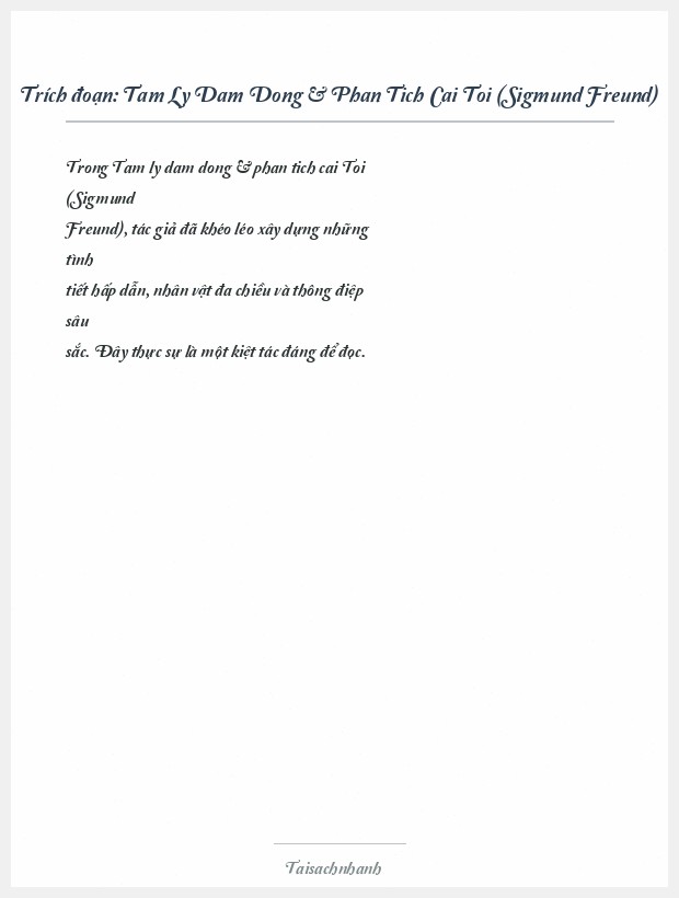 Trích đoạn Tam Ly Dam Dong & Phan Tich Cai Toi (Sigmund Freund)