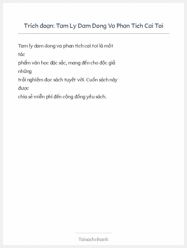 Trích đoạn Tam Ly Dam Dong Va Phan Tich Cai Toi