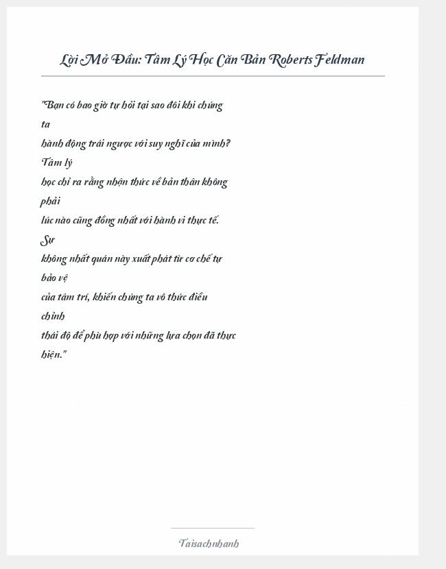 Trích đoạn Tâm Lý Học Căn Bản Roberts Feldman
