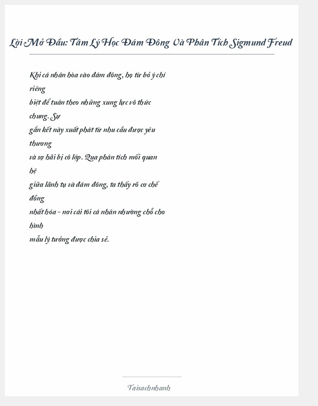 Trích đoạn Tâm Lý Học Đám Đông Và Phân Tích Sigmund Freud