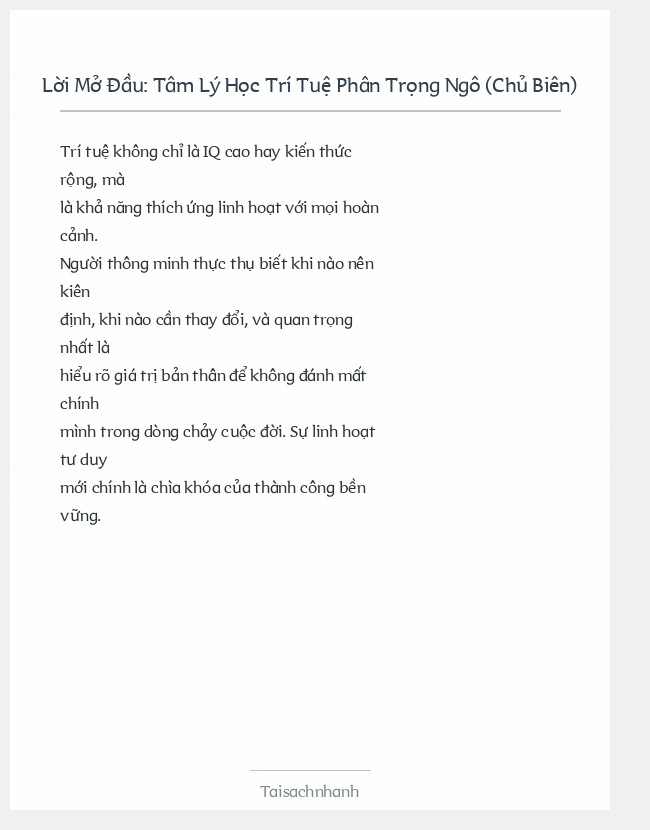 Trích đoạn Tâm Lý Học Trí Tuệ Phân Trọng Ngô (Chủ Biên)