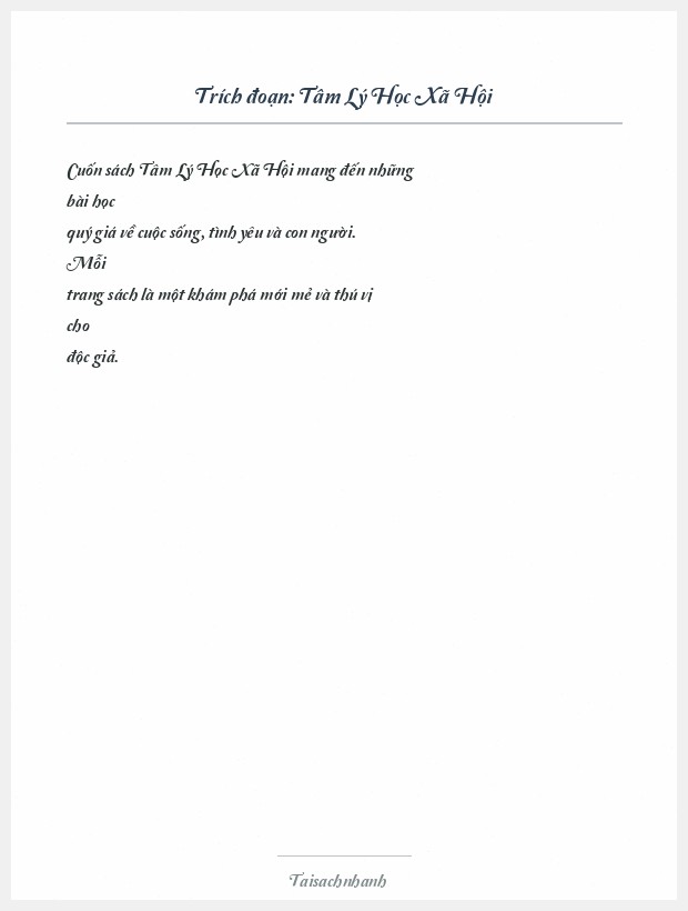Trích đoạn Tâm Lý Học Xã Hội