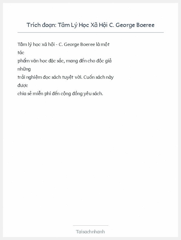 Trích đoạn Tâm Lý Học Xã Hội C. George Boeree