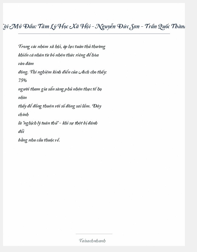 Trích đoạn Tâm Lý Học Xã Hội - Nguyễn Đức Sơn - Trần Quốc Thành