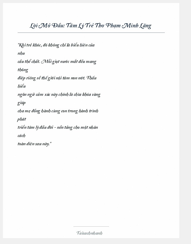 Trích đoạn Tâm Lý Trẻ Thơ Phạm Minh Lăng