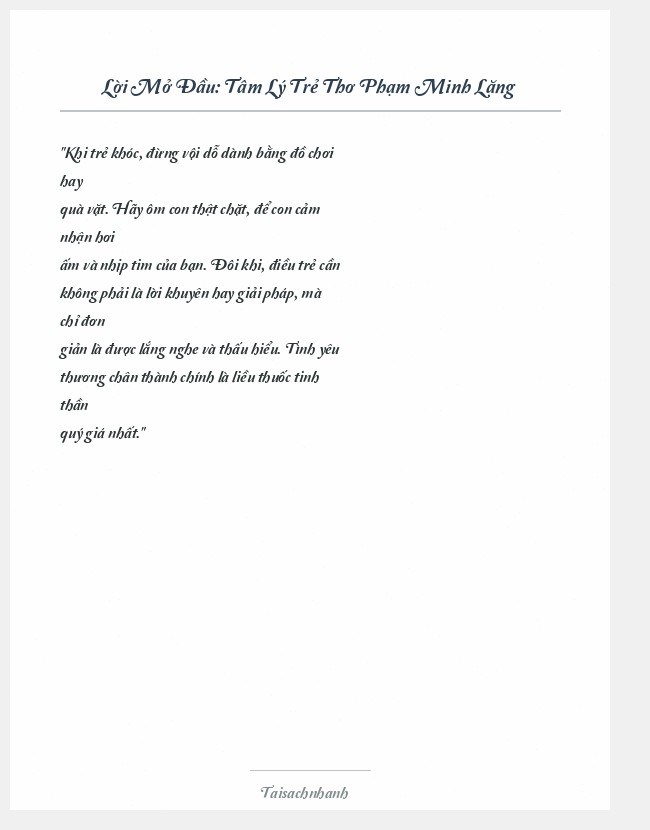 Trích đoạn Tâm Lý Trẻ Thơ Phạm Minh Lăng
