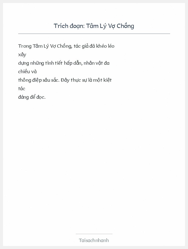 Trích đoạn Tâm Lý Vợ Chồng