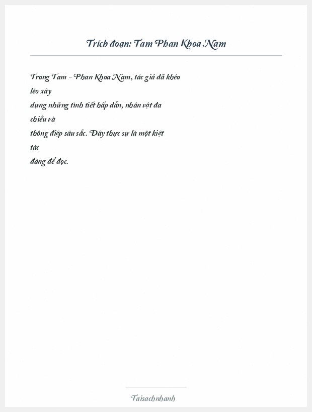 Trích đoạn Tam Phan Khoa Nam