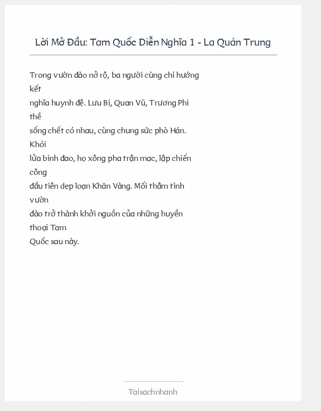 Trích đoạn Tam Quốc Diễn Nghĩa 1 - La Quán Trung