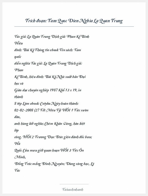 Trích đoạn Tam Quoc Dien Nghia La Quan Trung