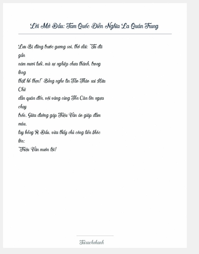 Trích đoạn Tam Quốc Diễn Nghĩa La Quán Trung