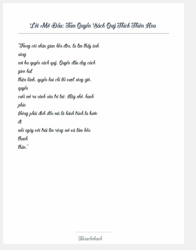 Trích đoạn Tam Quyển Sách Quý Thích Thiên Hoa