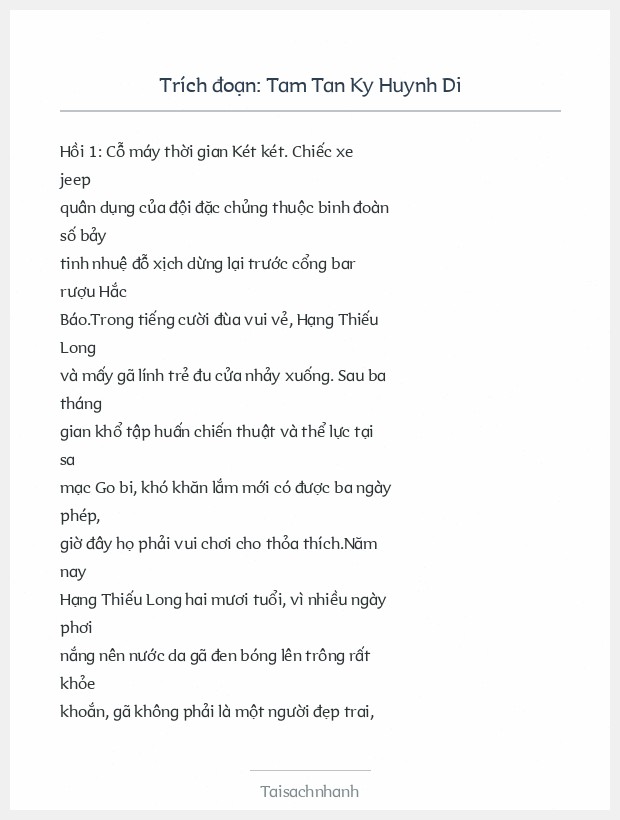 Trích đoạn Tam Tan Ky Huynh Di