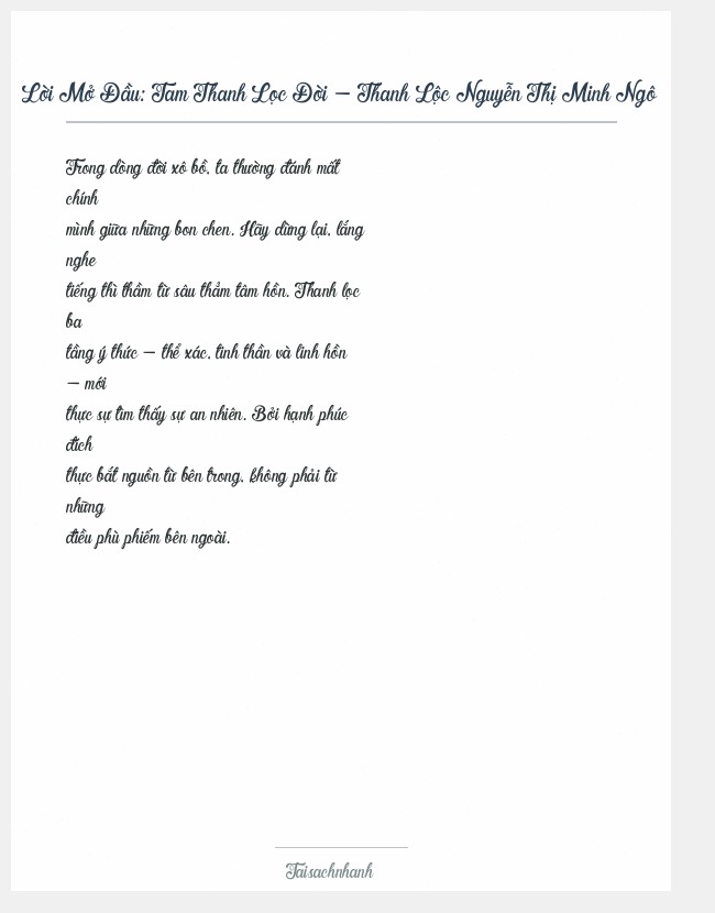 Trích đoạn Tam Thanh Lọc Đời - Thanh Lộc Nguyễn Thị Minh Ngô