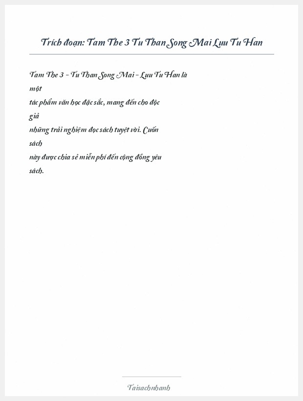Trích đoạn Tam The 3 Tu Than Song Mai Luu Tu Han