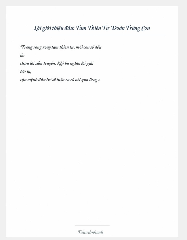 Trích đoạn Tam Thiên Tự Đoán Trúng Con