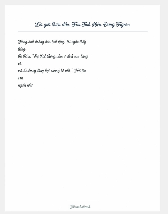 Trích đoạn Tam Tinh Hiện Đăng Tagore