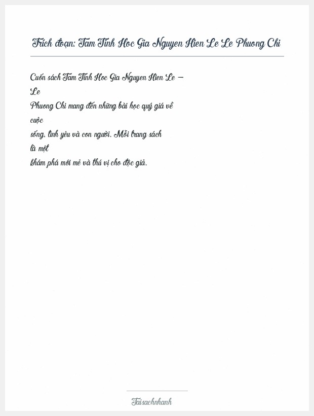 Trích đoạn Tam Tinh Hoc Gia Nguyen Hien Le Le Phuong Chi