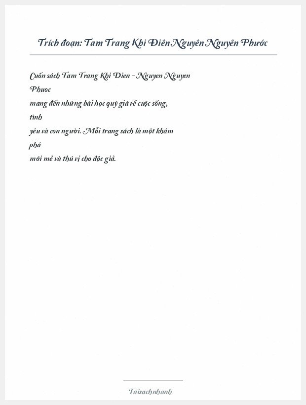 Trích đoạn Tam Trang Khi Điên Nguyên Nguyên Phước