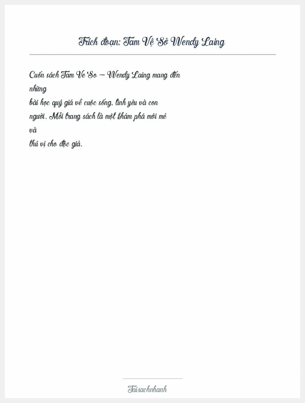 Trích đoạn Tam Vệ Sở Wendy Laing