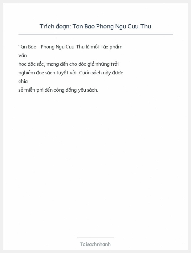 Trích đoạn Tan Bao Phong Ngu Cuu Thu