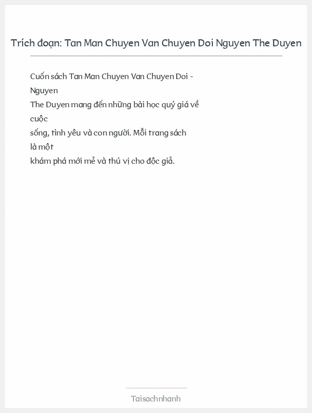 Trích đoạn Tan Man Chuyen Van Chuyen Doi Nguyen The Duyen