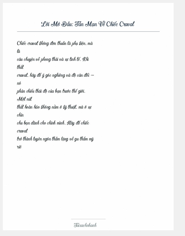 Trích đoạn Tản Mạn Về Chiếc Cravat
