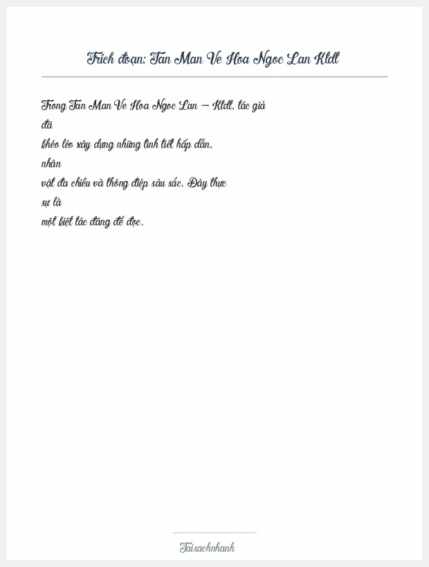Trích đoạn Tan Man Ve Hoa Ngoc Lan Ktdt