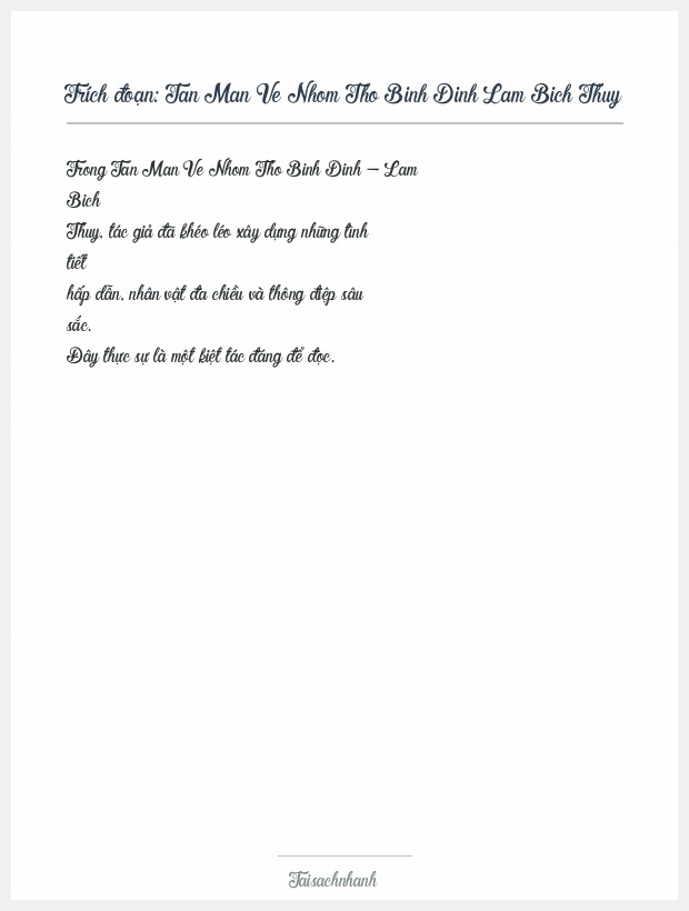 Trích đoạn Tan Man Ve Nhom Tho Binh Dinh Lam Bich Thuy