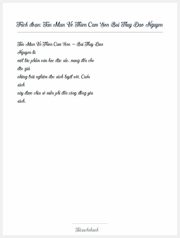 Trích đoạn Tan Man Ve Thien Cam Son Bui Thuy Dao Nguyen