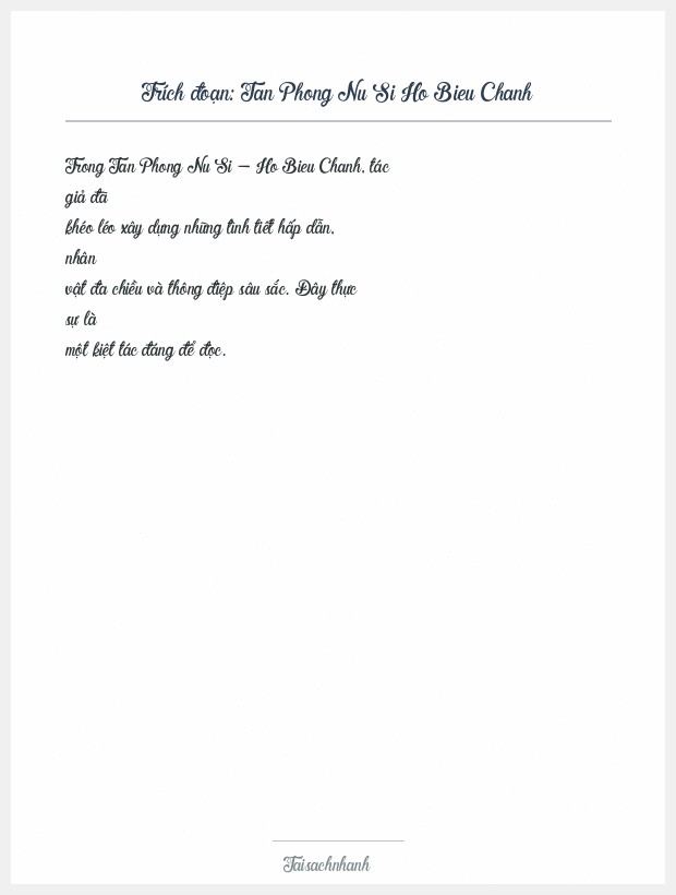 Trích đoạn Tan Phong Nu Si Ho Bieu Chanh