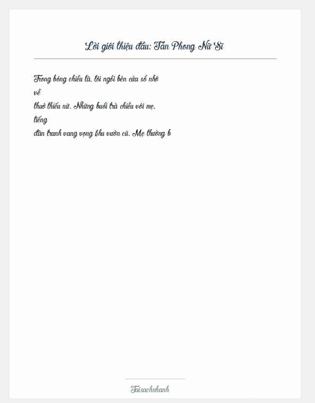 Trích đoạn Tản Phong Nữ Sĩ