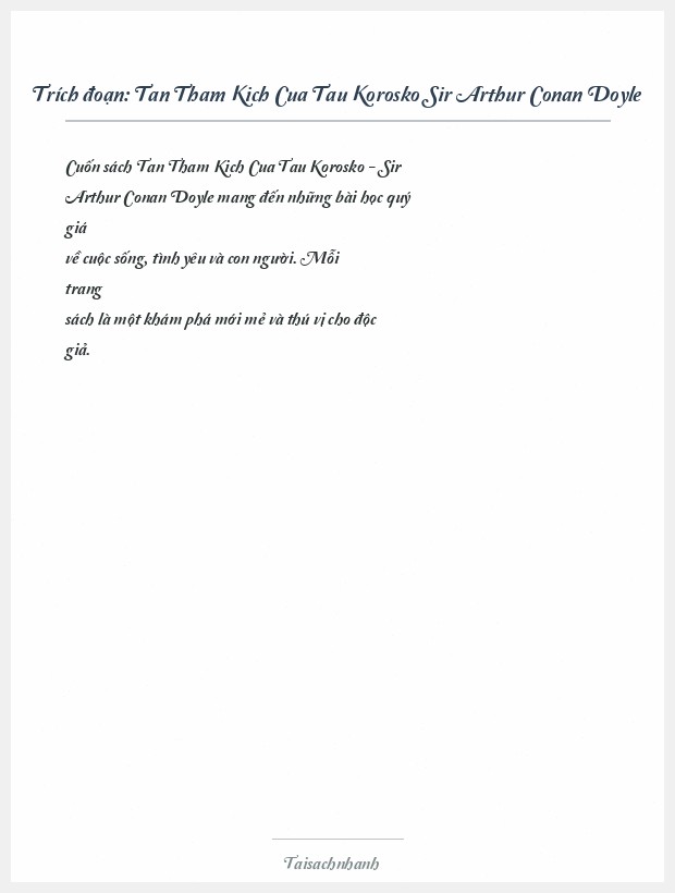 Trích đoạn Tan Tham Kich Cua Tau Korosko Sir Arthur Conan Doyle
