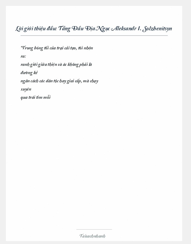 Trích đoạn Tầng Đầu Địa Ngục Aleksandr I. Solzhenitsyn