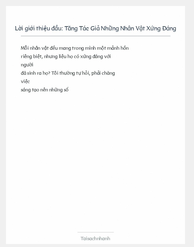 Trích đoạn Tăng Tác Giả Những Nhân Vật Xứng Đáng