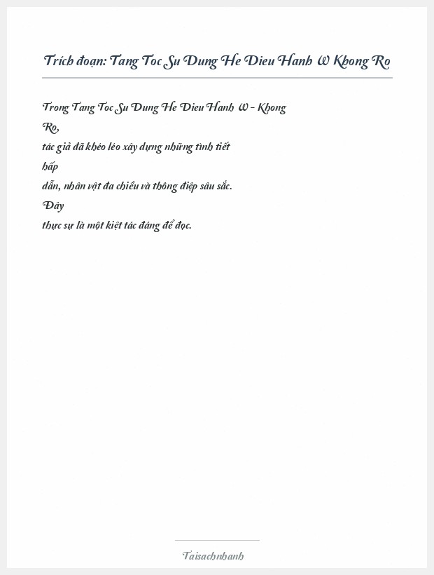 Trích đoạn Tang Toc Su Dung He Dieu Hanh W Khong Ro