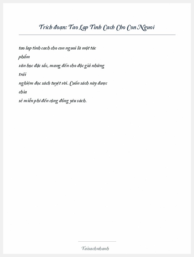 Trích đoạn Tao Lap Tinh Cach Cho Con Nguoi