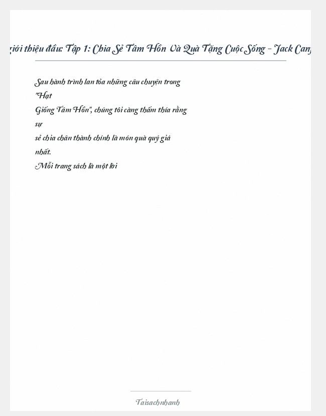 Trích đoạn Tập 1: Chia Sẻ Tâm Hồn Và Quà Tặng Cuộc Sống - Jack Canfield