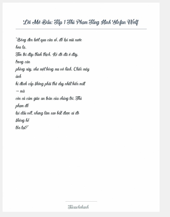 Trích đoạn Tập 1 Thủ Phạm Tàng Hình Stefan Wolf