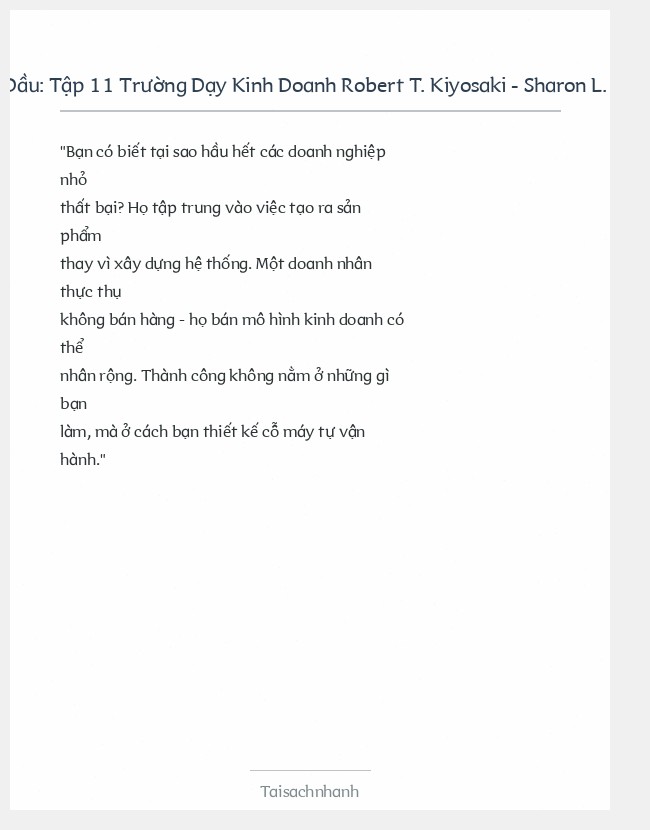 Trích đoạn Tập 11 Trường Dạy Kinh Doanh Robert T. Kiyosaki - Sharon L. Lechter