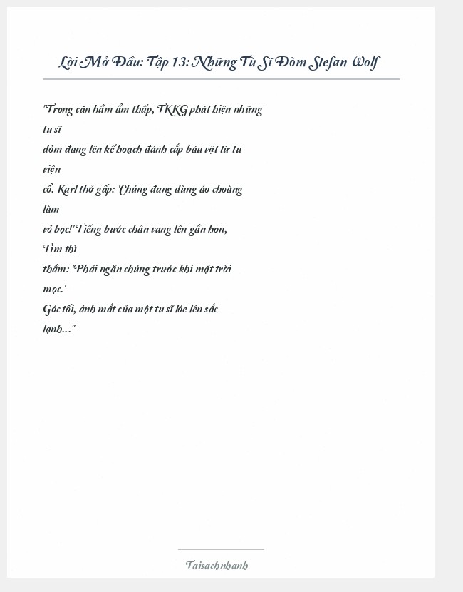 Trích đoạn Tập 13: Những Tù Sĩ Đòm Stefan Wolf