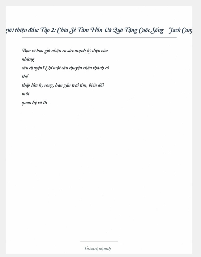 Trích đoạn Tập 2: Chia Sẻ Tâm Hồn Và Quà Tặng Cuộc Sống - Jack Canfield