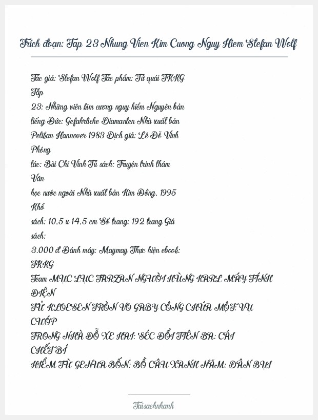 Trích đoạn Tap 23 Nhung Vien Kim Cuong Nguy Hiem Stefan Wolf