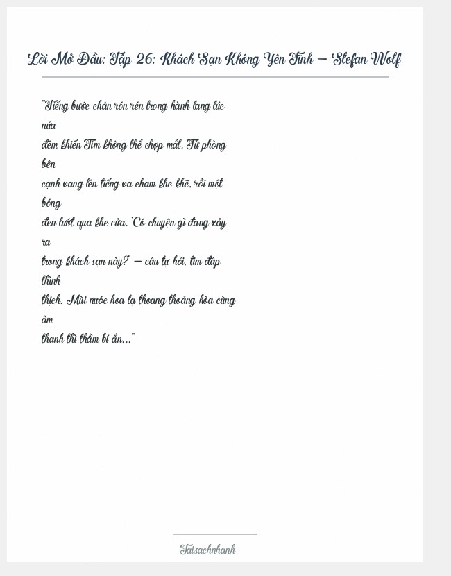 Trích đoạn Tập 26: Khách Sạn Không Yên Tĩnh - Stefan Wolf