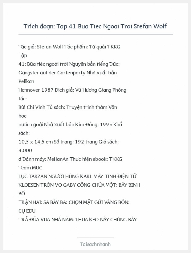 Trích đoạn Tap 41 Bua Tiec Ngoai Troi Stefan Wolf